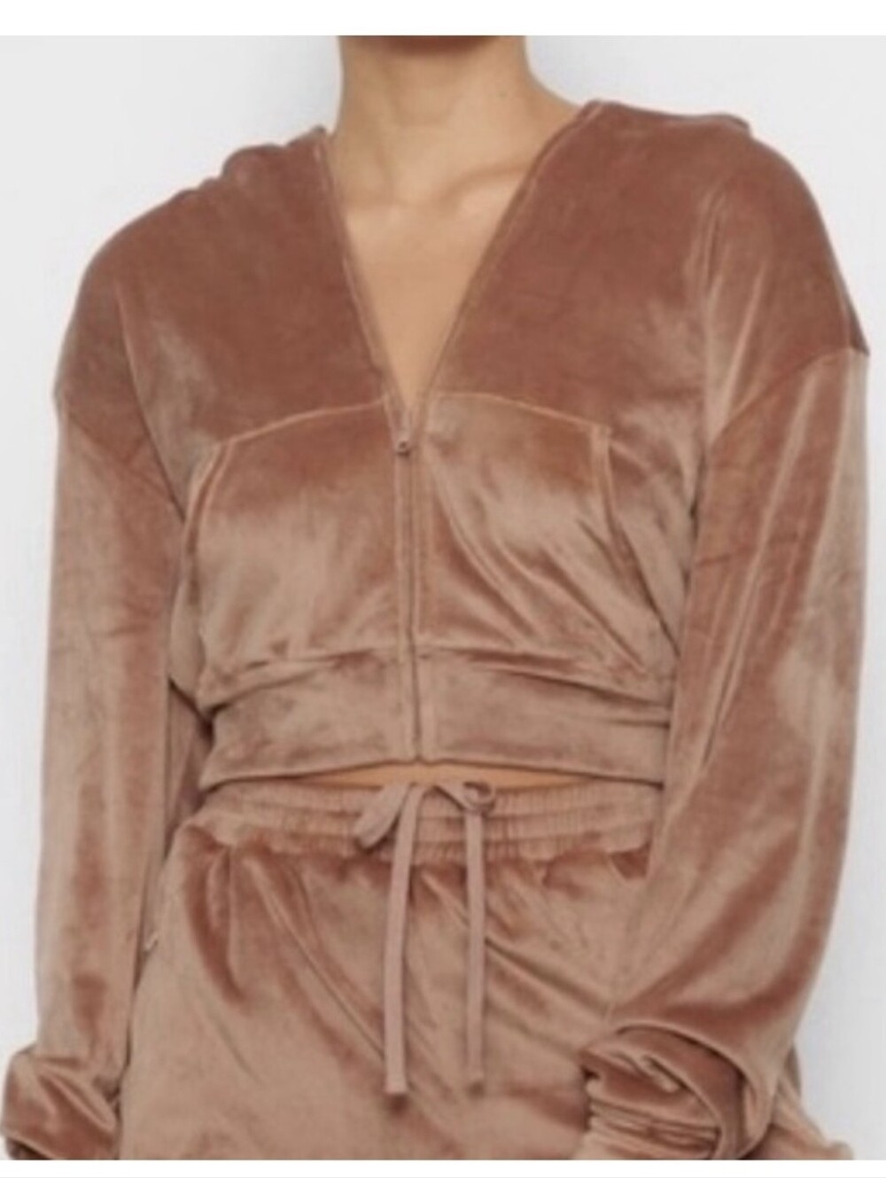 Skims Like New Velour Hoodie Jogger Set In Beige/tan Size XS